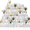 Glass Bud Vases Set of 64 - Assorted Small Mini Glass Vases for Flowers, Crystal Vintage Vase Set, Bulk Centerpieces for Table Dcor, Wedding, Home and Events (Clear, 64 Pcs)