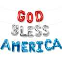 HOUSE OF PARTY 4th of July Patriotic Decorations Accessories - God Bless America Balloon Banner - 16"x16" | Mylar Foil Balloons - Red, Silver, and Blue for Memorial Day Decorations