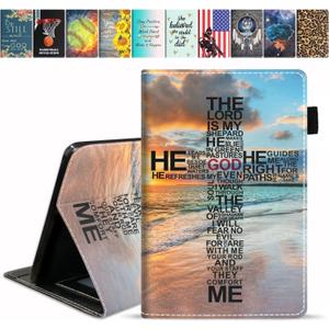 JDHJFBFJNP Case for Amazon Fire HD 10 Tablet 10.1 inch (9th/ 7th Generation, 2019/ 2017 Release) - PU Leather Stand Flip Cover with Card Slot & Pencil Holder, God Jesus Christian Cross