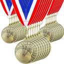 Remuuly 30 Pcs Award Medals Bulk 2'' Gold Trophy Award Winner Metal First Place with Neck Ribbons Award Prize Gift for Tournaments Match Sports Competition Teams Adult