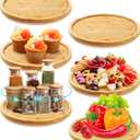 6 Pcs Lazy Susan Turntable Organizer Round Lazy Susan Turntable Tray for Kitchen Counter Pantry Table Organization Cabinet Bathroom(Bamboo, 10 Inch)