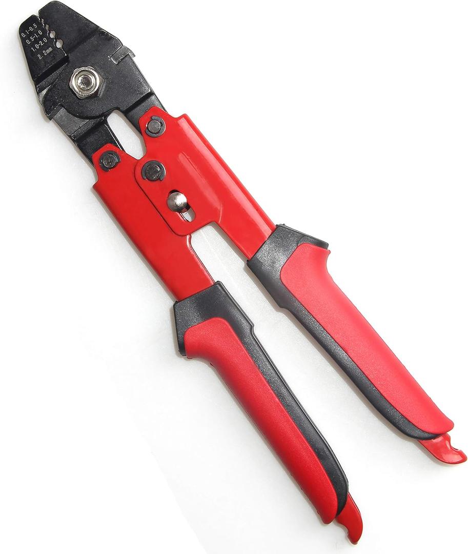 Fishing Crimping Pliers Heavy Duty Stainless Steel Wire Rope Crimping Tool Fishing Tackle Pliers Built-in Wire Cutters Crimp Sleeves, 4 Crmping Size (Red - Carbon Steel Crimper)