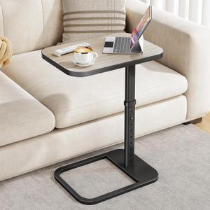 Kitstorack TV Tray Table, Adjustable Height & 90 Flip-Over Panel Design, Sofa Arm End Side Table for Eating Laptop Couch Bed Dinner or Small Spaces, Gray (Grey)
