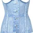Daisy Corsets Women's Lavish Lt Blue Sheer Lace Underwire Open Cup Underbust Corset, XLarge