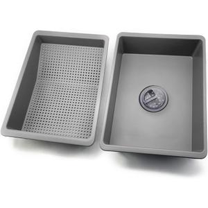 Kitchen Sink Strainer Basket Set Multifunctional Portable Strainer Basin with Sink Stopper Dishwashing Basin Vegetable Strainer Basket Drain Pasta Kitchen Sink Accessories(ABS+PP (Grey)