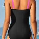 Aqua Eve One Piece Bathing Suit for Women Tummy Control Swimsuit Slimming Vintage Swimwear (Purple, L)