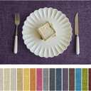 Softalker Faux Linen Placemats Set of 4-12 x 18 Inch, Heat Resistant Double Layered Durable Burlap Farmhouse Place Mats, Non-Slip Washable Rustic Table Mats for Dining, Kitchen, Party, Purple