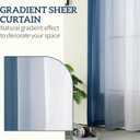 Set of 2 Chiffon Ombre Sheer Curtains, Gradient Window Curtain Panels Drapes, Grommet Top Semi Sheer, Voile Window Treatment for Girls Bedroom, Living Room, Patio Door, 52 x 63 in, Navy Blue