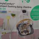 Ingenuity SimpleComfort Compact Baby Swing, Rotating Seat Swings in 3 Directions, 6 Speeds, 8 Melodies & 3 Nature Sounds, Ages 0-9 Months, Up to 20 Pounds - Chambray