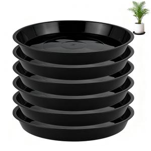 ilmulz 6 Pack 25 inch Plant Saucers for 22 inch Planters, Modern Matte Finish 18 20 22 25 inch Flower Pot Drip Tray Base for Indoors Outdoors, Heavy Duty Plant Trays to Catch Water, Black