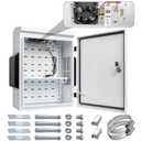 Outdoor Electrical Box with Thermostat and Fan, Cold-Rolled Steel Plate, Aluminum Alloy Back Beam, One-Piece Ventilation Design, IP65 Waterproof, Wall/Pole Mounted. (19.6" x 15.7" x 7.9")