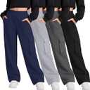 4 Pack kids Pants Casual Wide Leg Baggy Yoga Trousers Kids Loose Sweatpant, size L