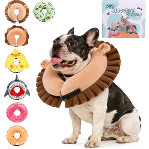 KOOLTAIL Inflatable Dog Cone Collar, Soft Donut E Collar for Dogs After Surgery to Stop Licking Enhanced Alternative, Blow Up Pet Neck Pillow Recovery Adjustable Cone for Dog Cat, Lion Brown M (Medium(13-15in))