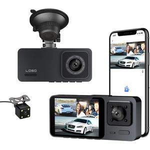 2K Dash Camera for Car Front and Rear Inside WiFi Dash Cam with Phone App Security Video Recorder, HD 1080P Dashcam 2'' Screen Loop Recording, HDR, G-Sensor
