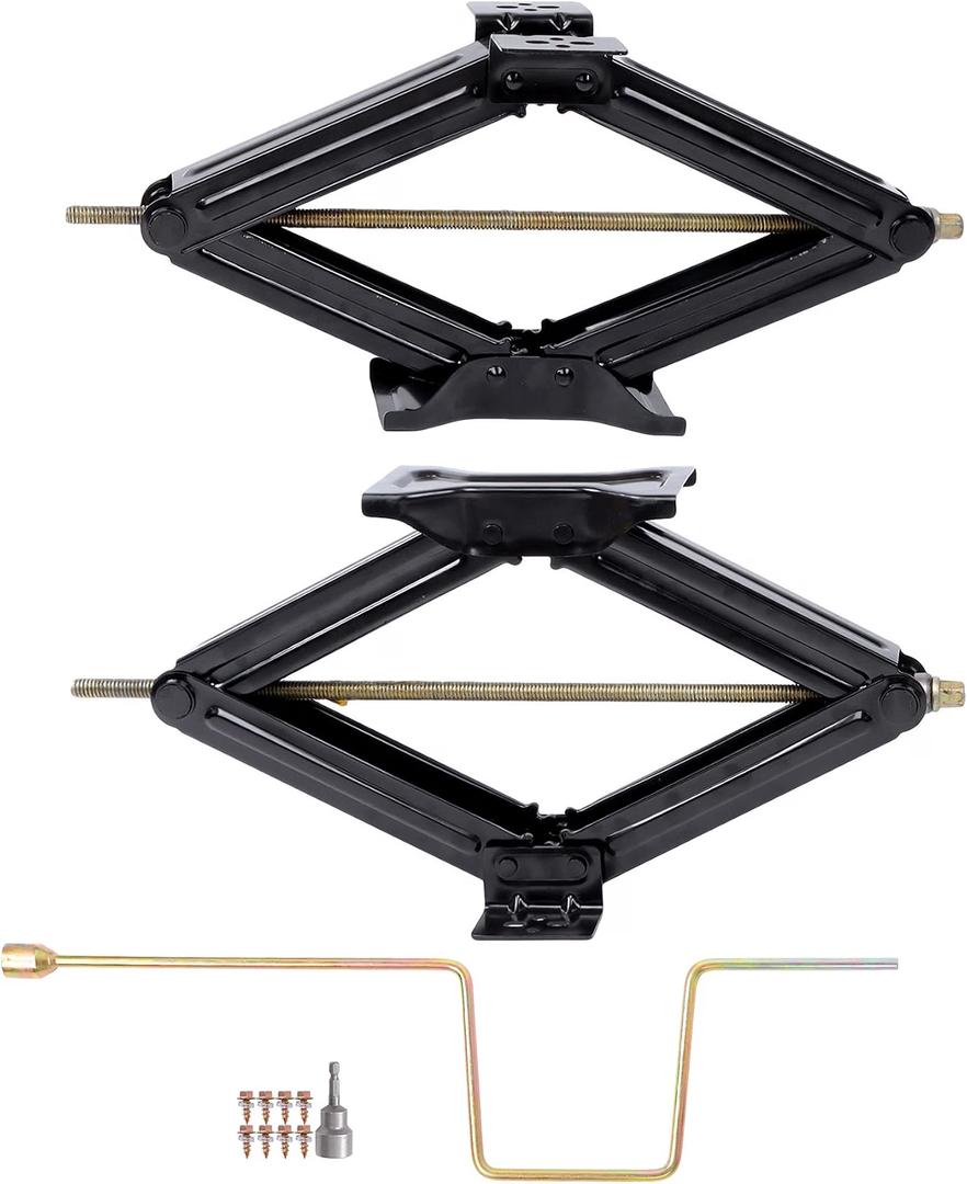 munirater RV Trailer Stabilizer Leveling Scissor Jacks 2-Pack 6600lbs with Speed Crank Handle