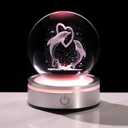 3D Dophin&Love Crystal Ball Night Lights with LED Multicolour Base,3.15inch Glass Dolphin Figurines Sphere Gifts for Women,Birthday Lovers Room Decoration