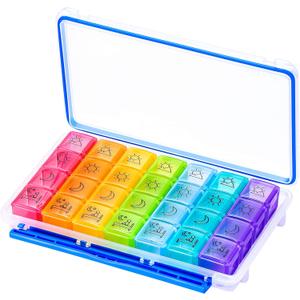 NuLeaf Pill Organizer 4 Times A Day, Large Compartments Portable 7 Day 4 Times a Day Travel Pill Organizer with Moisture-Proof Design to Hold Vitamins, Supplements and Medication