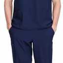 Uniforms World Louis Scrubs Set for Men Classic V-Neck Stretch Top & Jogger Pants Yoga Waistband, 8 Pockets (Blue, L)