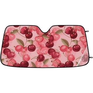 Cute Cherry Car Windshield Sun Shade Fruit Pattern Front Window Sunshades Foldable UV Ray Sun Visor Protector for Sedans SUV Trucks Sun Shield Keep Your Vehicle Cool