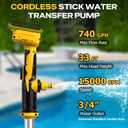 Cordless Stick Water Transfer Pump for Dewalt 20V Max Battery, 740GPH Sump Pump Submersible Utility Pump, Portable Electric Water Pump for Garden Basement Pool Pond RV Boat Draining (No Battery)