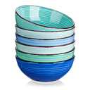 vancasso Bonita 27 Oz Cereal Bowls Set of 6, Blue Ceramic Bowls for Kitchen, 4 Inch Soup Bowls, Dishwasher & Microwave Safe