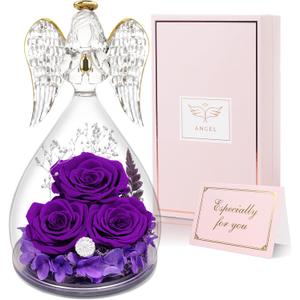 Yamonic Mom Birthday Gifts for Mom Women, Glass Angel Figurines with Three Real Rose Gifts for Grandma Mom Her, Preserved Flowers Rose Angel Gifts for Mothers Day Christmas Anniversary Birthday Gifts Yamonic Mom Birthday Gifts for Mom Women, Glass Angel Figurines with Three Real Rose Gifts for Grandma Mom Her, Preserved Flowers Rose Angel Gifts for Mothers Day Christmas Anniversary Birthday Gifts