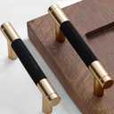 12 Pack 3 Inch 76 mm Knurled Cabinet Handles Cabinet Pulls Aluminum Handles Knurled Drawer Pulls Gold and Black Oxidation Finish with Diamond Pattern 4" Length (3" Hole Center)
