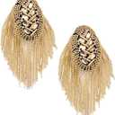 TENDYCOCO Halloween Costumes Tassel Epaulet Shoulder Pads Rhinestone Shoulder Board Costume Shoulder Jewelry Shoulder Badge Decor for SuitGolden Mens Clothing