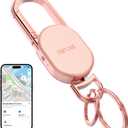 Keychain Tracker, Keys Finder Works Compatible with Find My App (iOS Only), Heavy Duty Keychain Carabiner Car Key Chains for Men, Anti-Lost Tracker with Keyrings, Rechargeable & Waterproof, Rose Gold