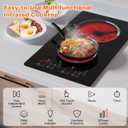 Alemania 12 inch Electric Cooktop 2 Burner Infrared Stove, 2000W Plug in Hotplate Double Heating Elements Stove for Cooking, 120V Ceramic Hot Plate, Built-in and Countertop Compatible