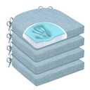 HOMELYSIAN Chair Cushions for Dining Chairs, Non Slip Chair Pads with Ties and Washable Covers, Memory Foam Kitchen Chair Cushions Set of 4, 16"X16"X2.5", Light Blue