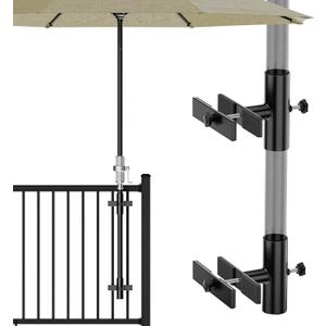 Patio Umbrella Stand for Deck Railing, Adjustable Patio Umbrella Holder Outdoor Umbrella Base, Fixed Clip Umbrella Stand Outdoor Base Parasol Holder for Deck, Outdoor Courtyard, Balcony