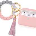 Filoto for AirPods Pro 3 Case (2025), Soft Silicone Protective Case Cover Compatible with Apple AirPods Pro 3rd Generation with Beaded Bracelet Keychain Accessories for Women Pink