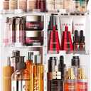Rotating Makeup Organizer, DIY 7 Adjustable Layers Spinning Skincare Organizer, Bathroom Organizer with Brush Holder Perfume Tray, Multi-Function Storage Carousel for Vanity Bathroom Countertop