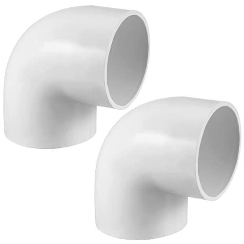 Fitvell 2PCS 2" 90 Degree Elbow PVC Pipe Fitting Adapter Coupling Connector Schedule 40 Slip (Socket x Socket) White Color