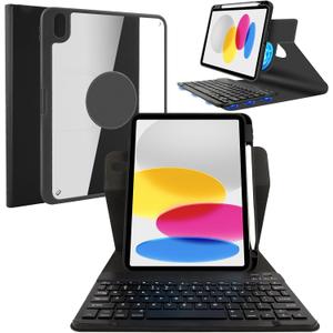 LAMA 2-in-1 Keyboard Case for iPad (A16) 11th Gen 2025/ iPad 10th Gen 10.9 inch 2022, Detachable Case with Keyboard for 10th/ (A16) 11th, 360 Rotatable Thin Slim Cover with Pen Holder, Black