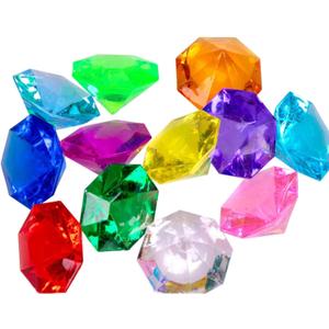 jollylife 36PCS Acrylic Diamond Gems Jewels Pirate Treasure Chest Hunt Party Favors 25 Carat Diving Gem Pool Decor