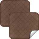 Waterproof Chair Pads for Incontinence 18" x 16", 2 Pack Non Slip Absorbent Wheelchair Reusable Seat Protector, Washable Seat Covers for Chairs, Brown