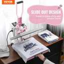 VEVOR Heat Press, 15 x 15 in Digital Heat Press Machine, Slide Out Heat Transfer Machine, Fast and Even Heating, 2-Layer Insulation Cotton, Heat Transfer Machine for T-Shirts/Bags/Pillows, Pink