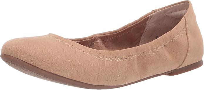 Amazon Essentials Women's Belice Comfortable Slip-On Ballet Flats Shoes Size 7.5, Tan Microsuede