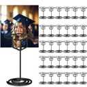 Rtteri 30 Pcs Grad Cap Graduation Picture Display 2 Inch Black Photo Holders for Centerpieces Graduation Table Number Holders Card Stands for Class of 2026 Grad Party Supplies