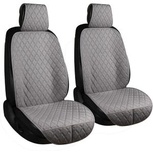 ENOGE Front Car Seat Covers, Linen Car Seat Cover, Driver Seat Protector with Soft & Breathable Cloth Fabric for All Seasons Universal Fits Most Automotive, Van, SUV, Truck (Gray, 2 Front)