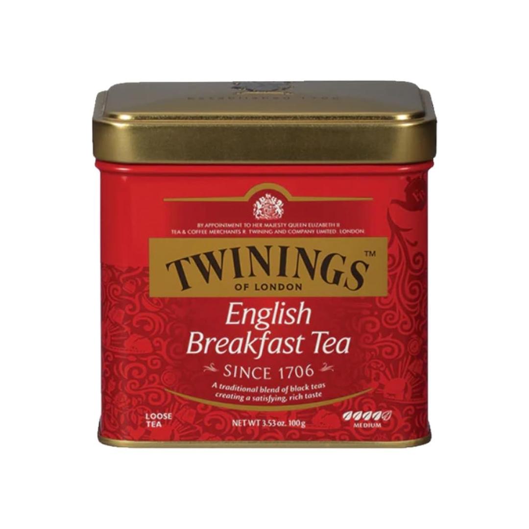 Twinings English Breakfast Loose Tea Tin, 3.53 Ounce Tin (Pack of 1), Smooth, Flavourful, Robust Black Tea Leaves, Caffeinated, Enjoy Hot or Iced (EXP 05/26/27)