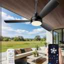 42 inch outdoor ceilling fan,plug-in ceiling fan light with 16tf cord,Gazebo fan light dimmable 3CCT LED,Reversible,Portable hook design for bedroom garage tent porch kitchen patio.