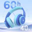 iClever BTH26 Active Noise Cancelling Headphones for Kids, 60H Play Time, Safe Volume 80dBA, Type C Fast Charging, Bluetooth5.4, Kids Bluetooth Headphones with Mic AUX Cord for iPad Airplane, Blue