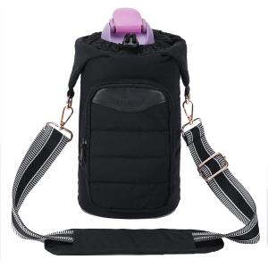sportsnew Water Bottle Holder for 30oz/40oz Tumbler with Handle, Puffy Water Bottle Carrier Bag with Phone & RFID-Blocking Card Pocket & Drawstring Closure for Quick Access, Patent Pending