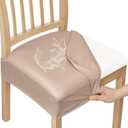 Smiry Waterproof Pu Leather Seat Covers for Dining Room Chairs Set of 6, Stretch Fit Removable Washable Kitchen Chair Seat Slipcovers Protector, No Rear Covers, Khaki