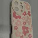 Lovmooful Compatible for iPhone 16 Pro Case Cute Flower Floral with Love Lens Bumper Protector for Girls Women Soft TPU Shockproof Protective Girly for iPhone 16 Pro-Pink Flower