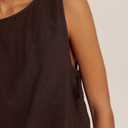 Crew Neck Crop Tank Tops for Women Loose Split Tie Side Sleeveless Cotton Linen Tops Summer Boxy Cropped Vest Tops (Red, L)