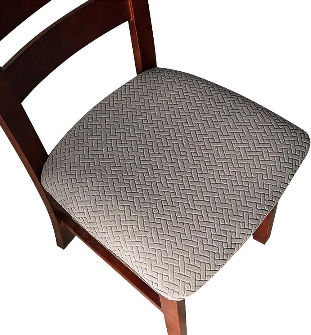 Genina Seat Covers for Dining Room Chair Seat Slipcovers Kitchen Chair Covers (Gray, 6 Pcs) (Grey)